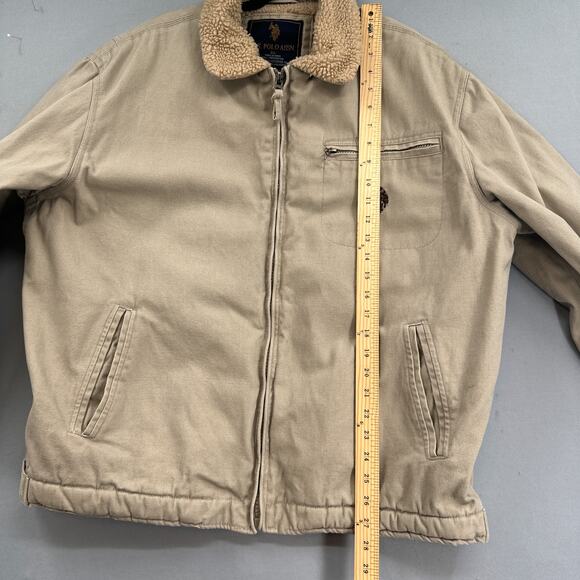 US Polo Assn Coat Men XL Canvas Sherpa Lined Bomber Jacket Barn Chore Tan Field - Picture 12 of 13